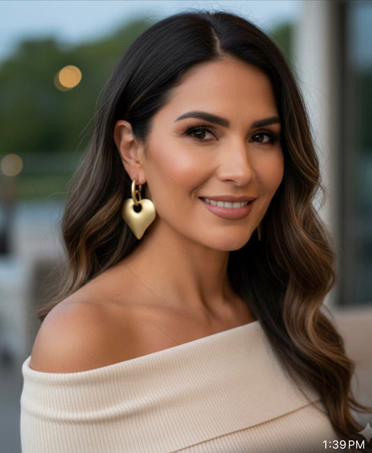Gold Chunky Heart Earrings