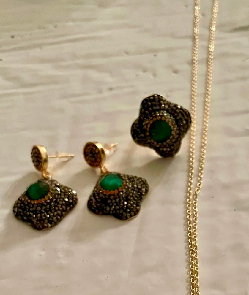 Turkish Green Bead Earrings