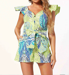 Tropical Blue Green Romper